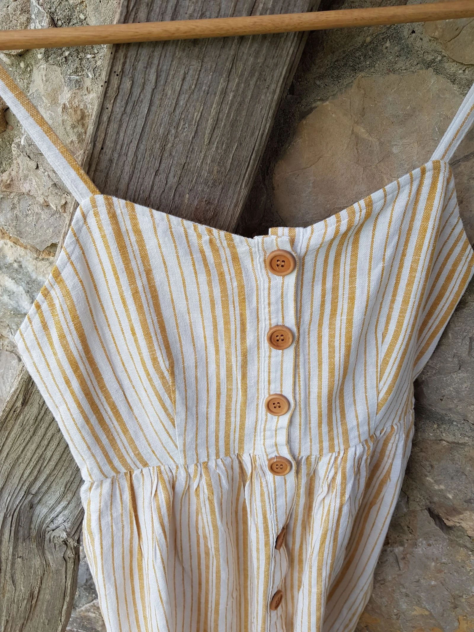Striped button-down midi dress S. Robe midi à rayures et boutons – photo 2
